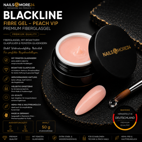 Fibre Gel - Peach VIP  | Blackline premium quality UV Gel | 50g